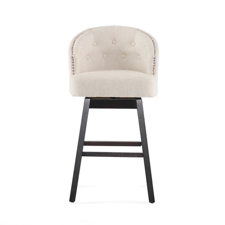 Set Of 2 Contemporary 360-Degree Swivel Nailhead Bar Stools - Omega Lifestyles