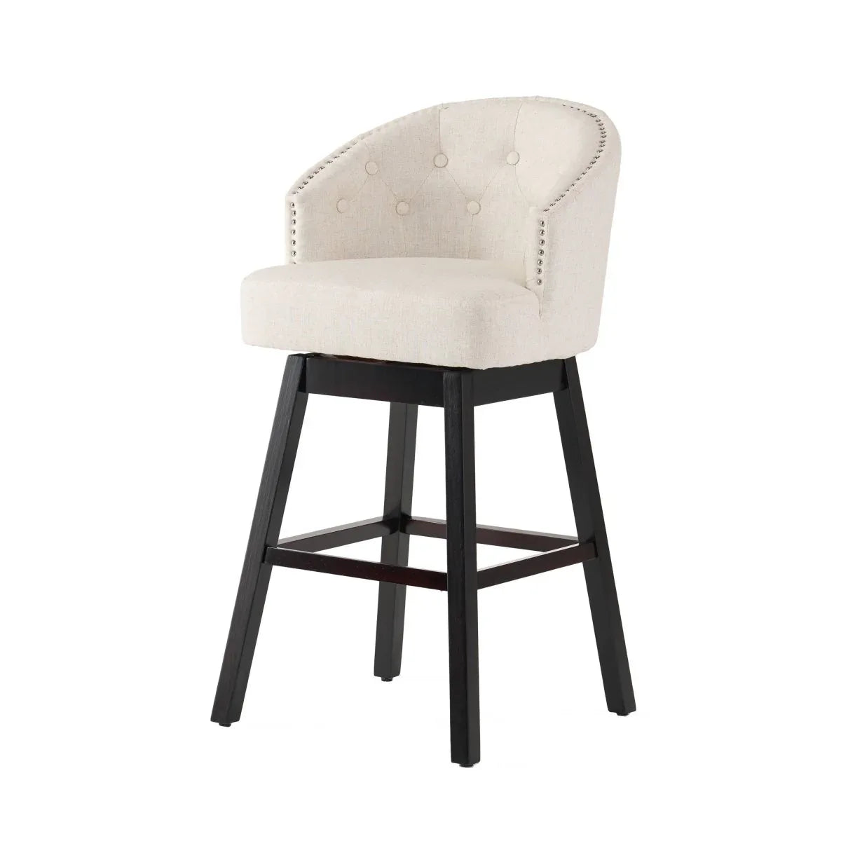 Set Of 2 Contemporary 360-Degree Swivel Nailhead Bar Stools - Omega Lifestyles