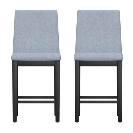 Set of 2 Gray Solid Wood Foam Filled Height Stools - Serenova - Omega Lifestyles