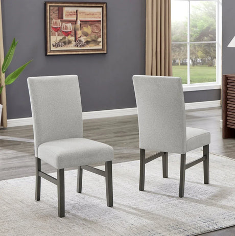 Set Of 2 Light Gray Fabric Parsons Dining Chairs - Omega Lifestyles