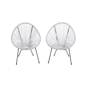 Set Of 2 Modern Acapulco Outdoor Lounge Steel Chairs - Omega Lifestyles