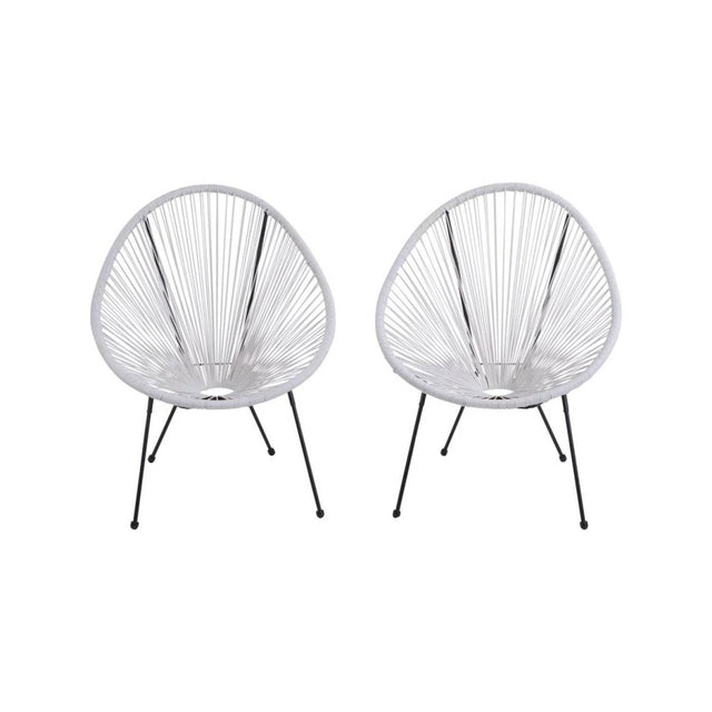 Set Of 2 Modern Acapulco Outdoor Lounge Steel Chairs - Serenova - Omega Lifestyles