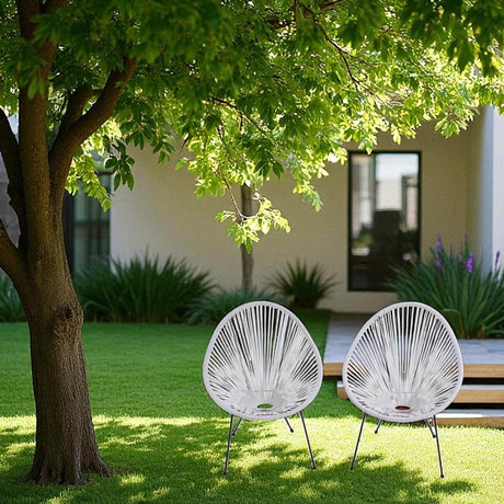 Set Of 2 Modern Acapulco Outdoor Lounge Steel Chairs - Serenova - Omega Lifestyles