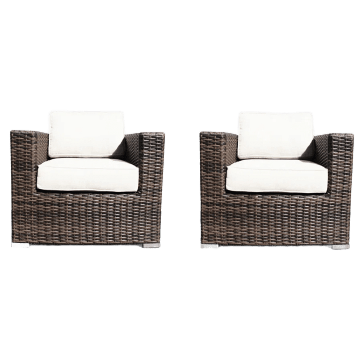 Set Of 2 Modern All - Weather Outdoor Wicker Chairs With Cushions - Serenova - Omega Lifestyles