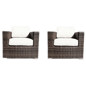 Set Of 2 Modern All-Weather Outdoor Wicker Chairs With Cushions - Omega Lifestyles