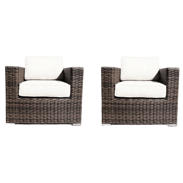 Set Of 2 Modern All - Weather Outdoor Wicker Chairs With Cushions - Serenova - Omega Lifestyles