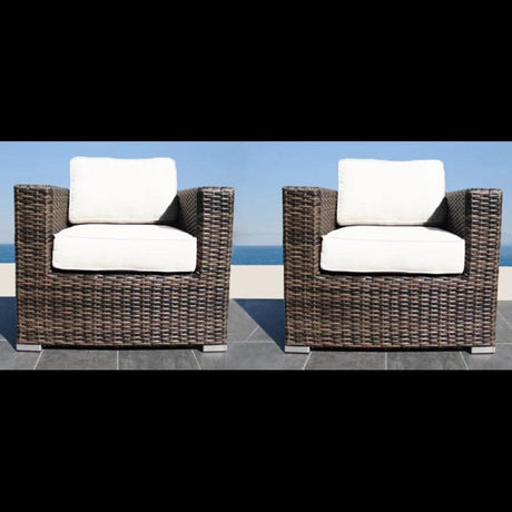 Set Of 2 Modern All - Weather Outdoor Wicker Chairs With Cushions - Serenova - Omega Lifestyles