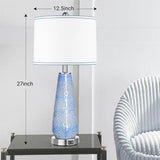 Set Of 2 Modern Blue Ceramic Touch Control Table Lamps - Sleep Galleria