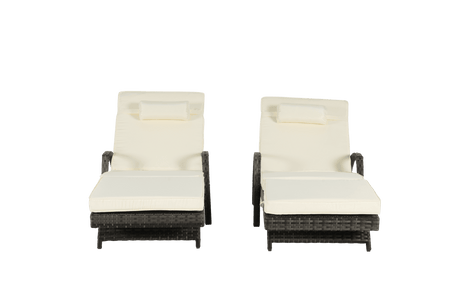 Set Of 2 Outdoor Adjustable Wicker Reclining Lounge Chairs - Sleep Galleria