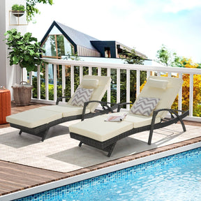 Set Of 2 Outdoor Adjustable Wicker Reclining Lounge Chairs - Omega Lifestyles