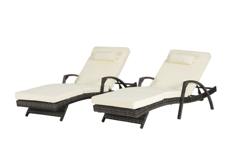 Set Of 2 Outdoor Adjustable Wicker Reclining Lounge Chairs - Sleep Galleria