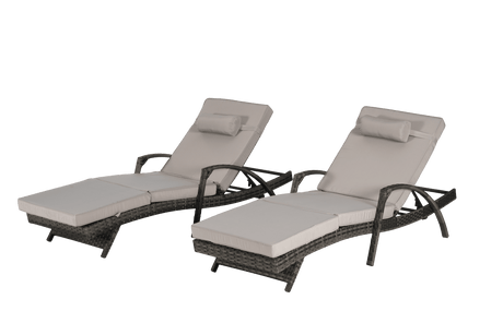Set of 2 Outdoor Weather Resistant Wicker Reclining Chairs - Omega Lifestyles