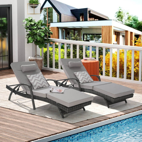 Set of 2 Outdoor Weather Resistant Wicker Reclining Chairs - Omega Lifestyles