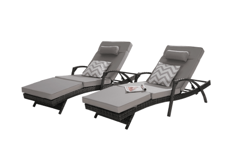 Set of 2 Outdoor Weather Resistant Wicker Reclining Chairs - Omega Lifestyles