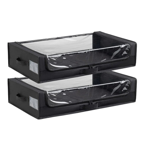 Set of 2 Under-Bed Rolling Storage Containers With Transparent Cover - Omega Lifestyles