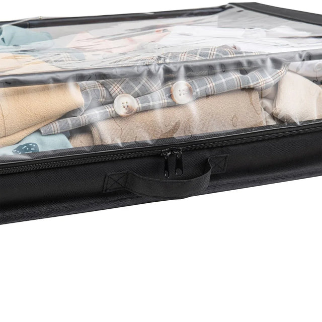 Set of 2 Under-Bed Rolling Storage Containers With Transparent Cover - Omega Lifestyles