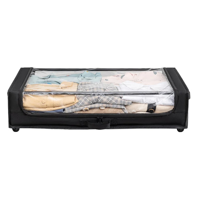 Set of 2 Under-Bed Rolling Storage Containers With Transparent Cover - Omega Lifestyles