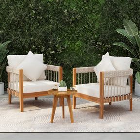 Set Of 3 Acacia Wood Outdoor Club Chairs With Cushions - Omega Lifestyles