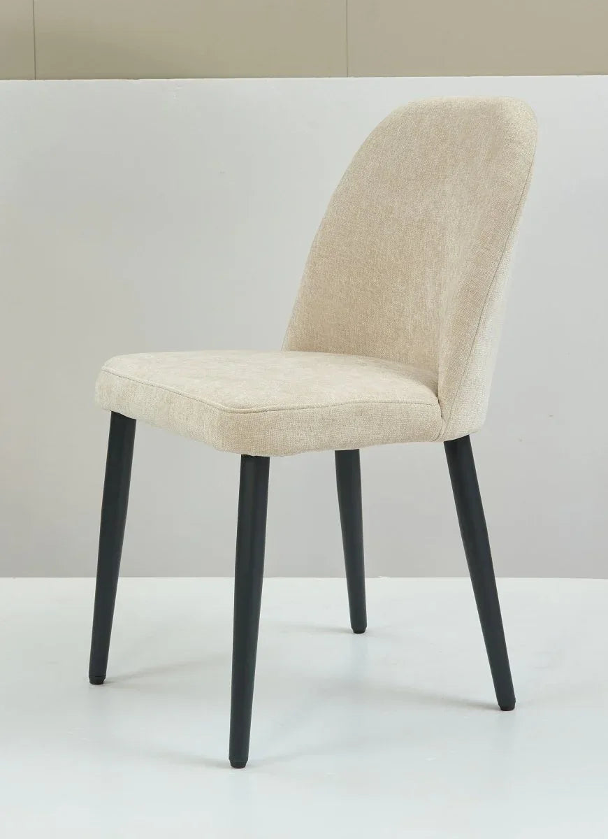 Set of 4 Beige Suede Fabric Armless Dining Chairs - Omega Lifestyles