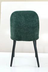 Set Of 4 Dark Green Suede Fabric Upholstered Dining Chairs - Omega Lifestyles
