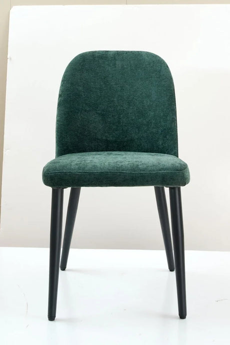 Set Of 4 Dark Green Suede Fabric Upholstered Dining Chairs - Omega Lifestyles