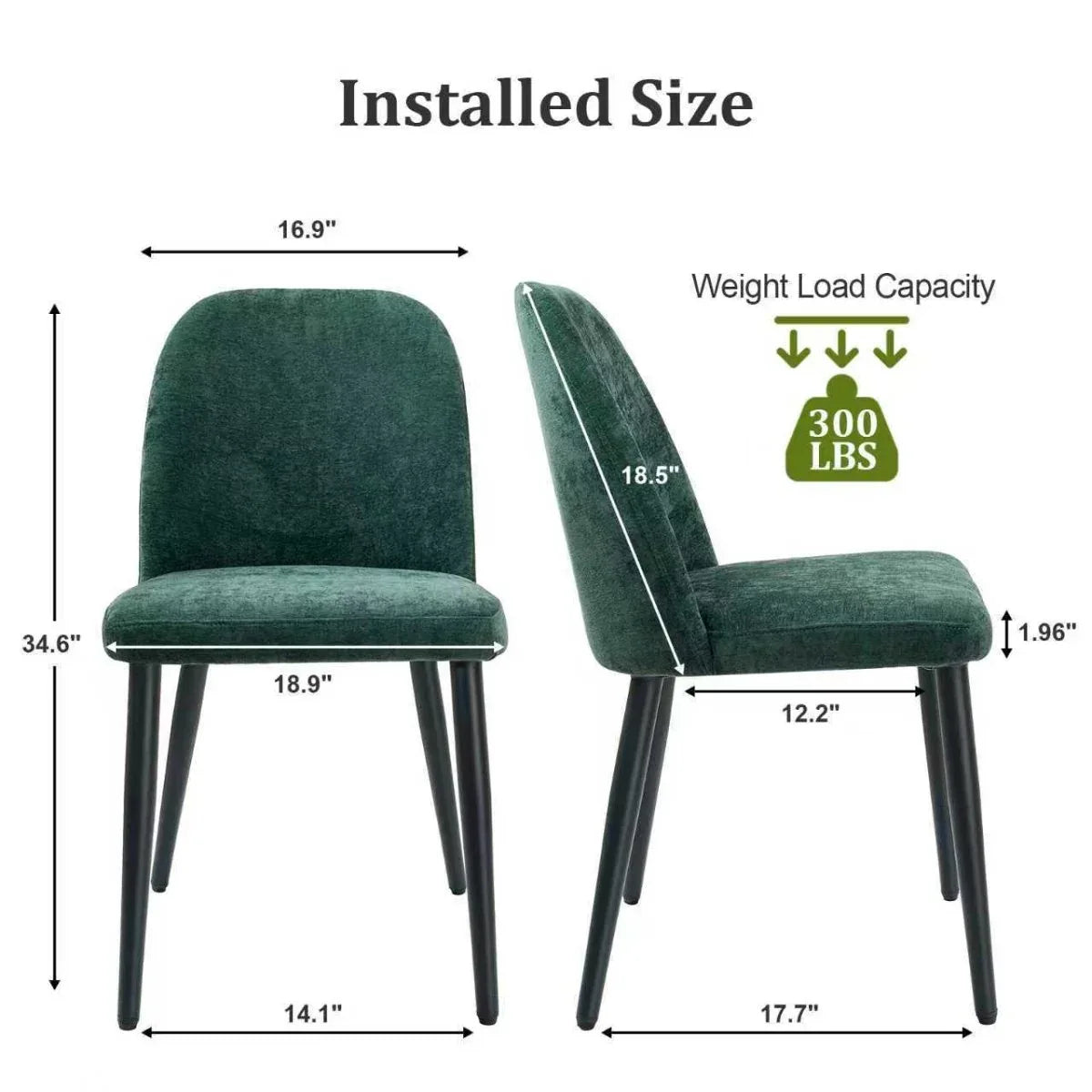 Set Of 4 Dark Green Suede Fabric Upholstered Dining Chairs - Omega Lifestyles