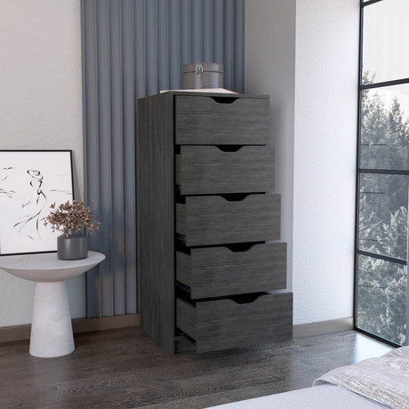 Slim 5-Drawer Oak Pine Storage Dresser - Sleep Galleria