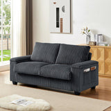 Soft Corduroy 2-Seat Modern Sofa With Storage USB Port - Omega Lifestyles