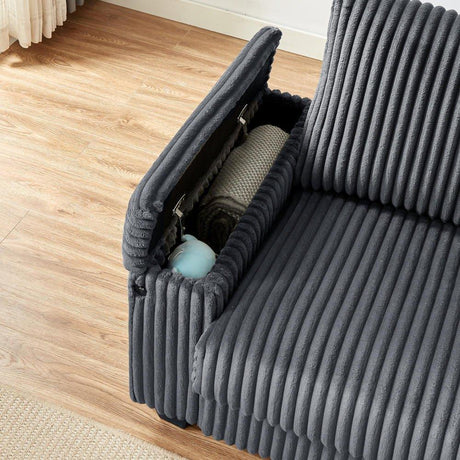 Soft Corduroy 2-Seat Modern Sofa With Storage USB Port - Omega Lifestyles