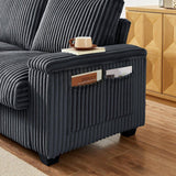 Soft Corduroy 2-Seat Modern Sofa With Storage USB Port - Omega Lifestyles