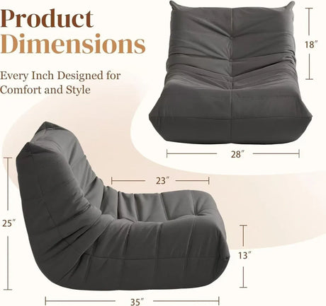 Soft Memory Foam Corduroy Accent Chair Gray Bedroom Seating - Omega Lifestyles