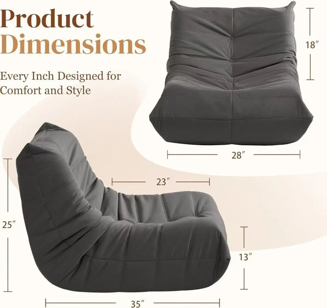 Soft Memory Foam Corduroy Accent Chair Gray Bedroom Seating - Omega Lifestyles