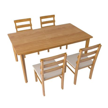 Solid Wood Dining Table And Chair Set 5-Piece Beige Furniture Set - Omega Lifestyles