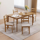Solid Wood Dining Table And Chair Set 5-Piece Beige Furniture Set - Omega Lifestyles