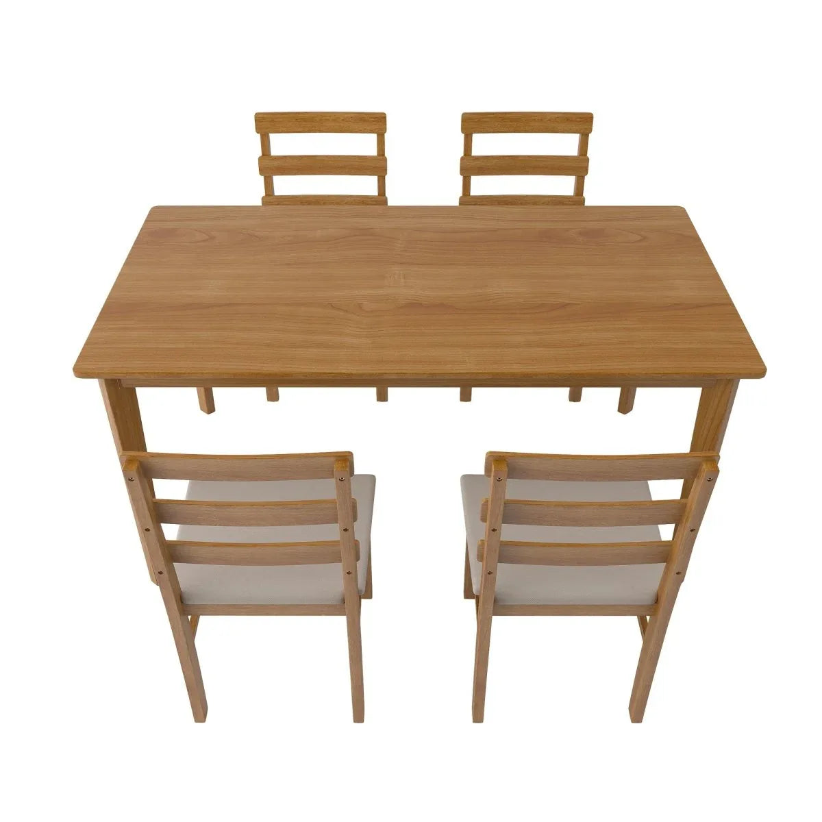 Solid Wood Dining Table And Chair Set 5-Piece Beige Furniture Set - Omega Lifestyles