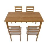 Solid Wood Dining Table And Chair Set 5-Piece Beige Furniture Set - Omega Lifestyles