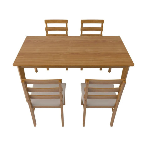 Solid Wood Dining Table And Chair Set 5-Piece Beige Furniture Set - Omega Lifestyles