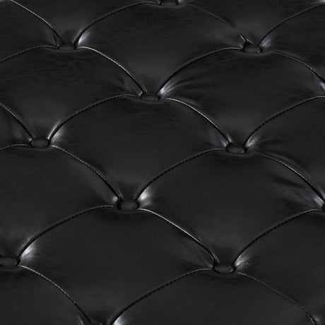 Square Storage Ottoman With Tufted Faux Leather Seat - Sleep Galleria
