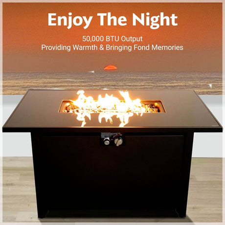 Steel Modern Adjustable Flame Outdoor Fire Pit Table - Omega Lifestyles