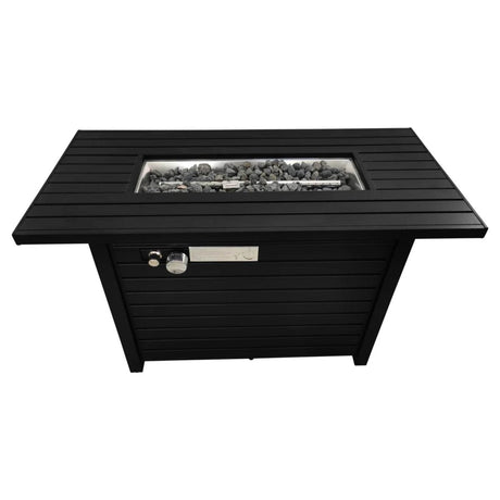 Steel Outdoor Black Stainless Steel Propane Fire Pit Table - Omega Lifestyles