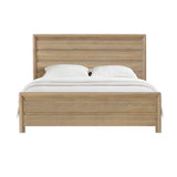 Tan King Solid Wood Panel Bed Frame - Serenova - Omega Lifestyles
