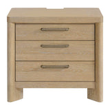 Tan Solid Wood Contemporary 3 - Drawer Nightstand - Serenova - Omega Lifestyles