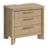 Tan Solid Wood Contemporary 3 - Drawer Nightstand - Serenova - Omega Lifestyles