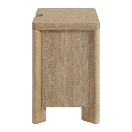 Tan Solid Wood Contemporary 3 - Drawer Nightstand - Serenova - Omega Lifestyles