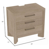 Tan Solid Wood Contemporary 3 - Drawer Nightstand - Serenova - Omega Lifestyles