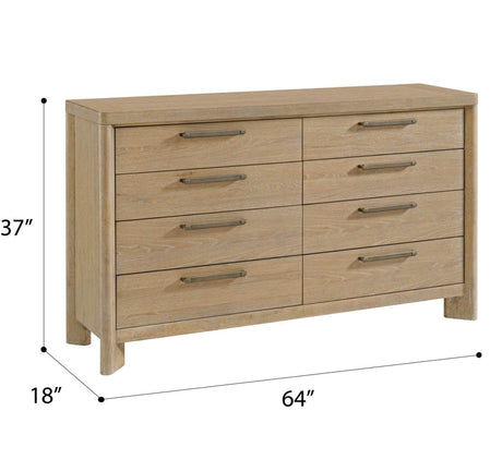 Tan Solid Wood Contemporary 8 - Drawer Dresser - Serenova - Omega Lifestyles