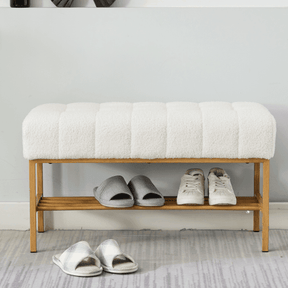 Teddy Fabric Upholstered Storage Bench With Metal Legs - Omega Lifestyles