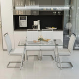 Tempered Glass Dining Table Set With Four PU Chairs - Omega Lifestyles