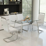 Tempered Glass Dining Table Set With Four PU Chairs - Omega Lifestyles