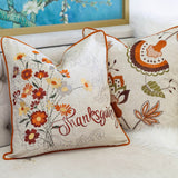 Thanksgiving Embroidered Autumn Harvest 20x20 Throw Pillow - Serenova - Omega Lifestyles